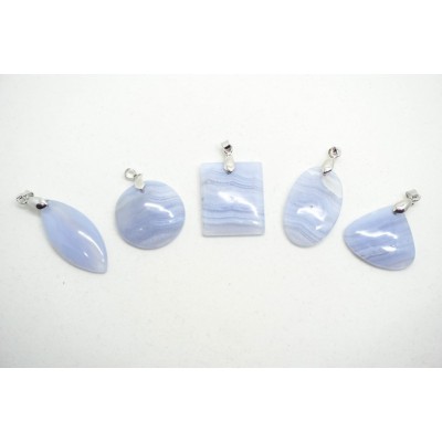 Pendentif Calcedoine (Blue Lace Agate)