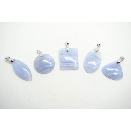 Pendentif Calcedoine (Blue Lace Agate)