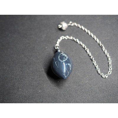 Pendule oeuf en obsidienne spider