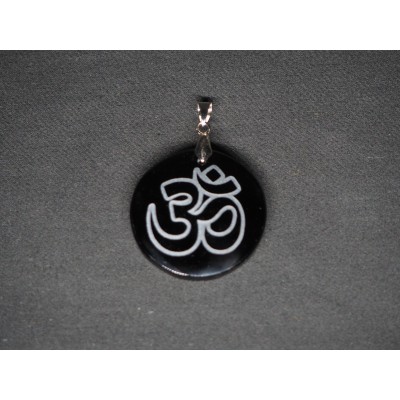Pendentif Om Obsidienne Noire