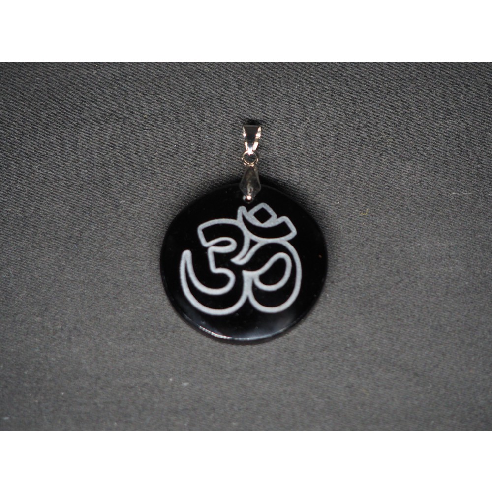 Pendentif Om Obsidienne Noire