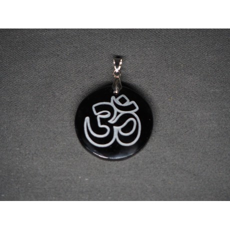 Pendentif Om Obsidienne Noire