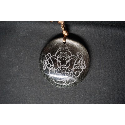 Pendentif Ganesh Obsidienne