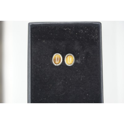 Boucles d'oreilles oeil de tigre argent 925