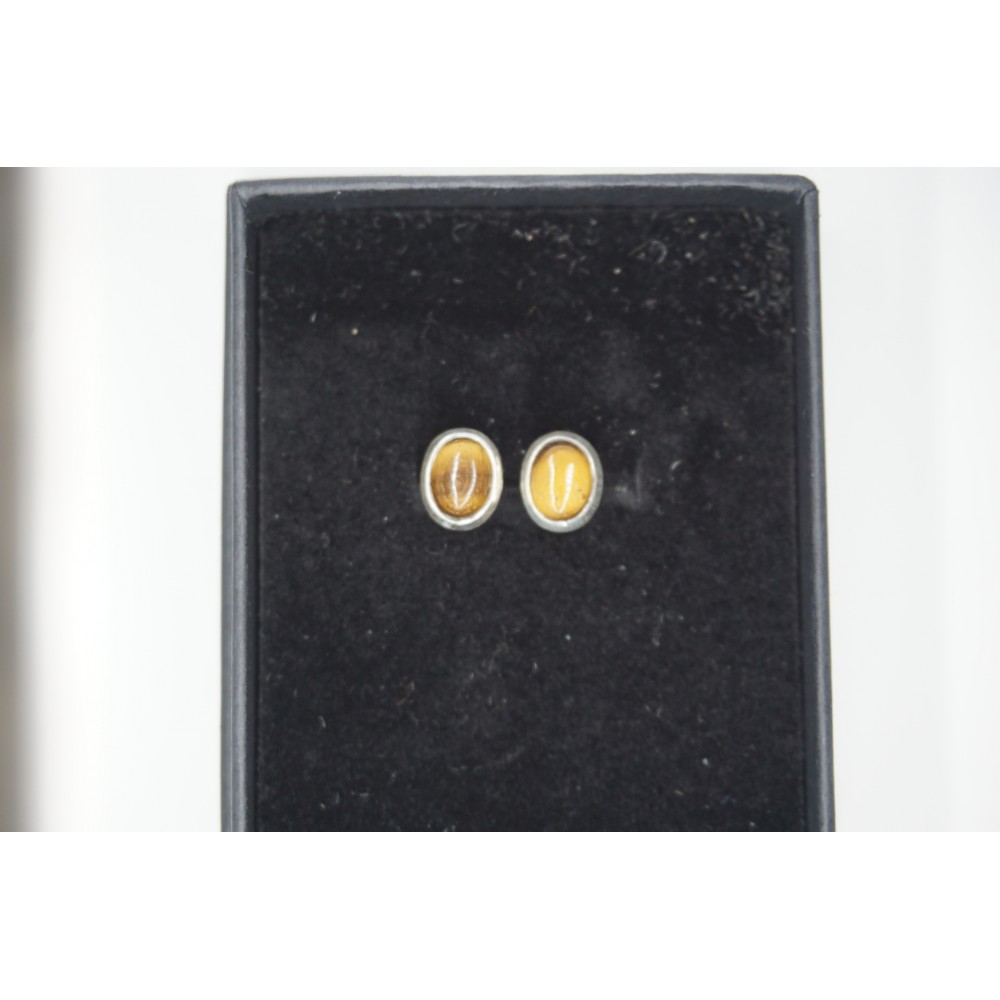 Boucles d'oreilles oeil de tigre argent 925