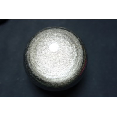 Sphère en obsidienne argenté