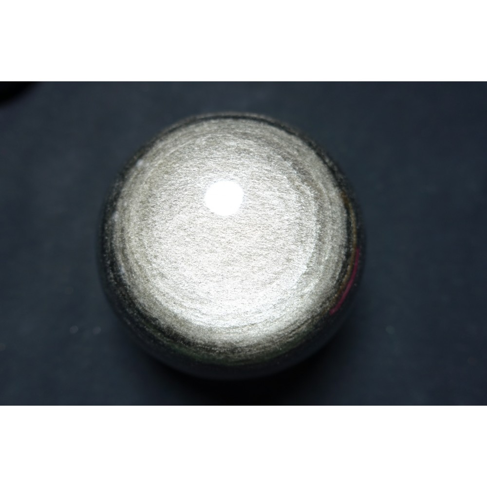 Sphère en obsidienne argenté