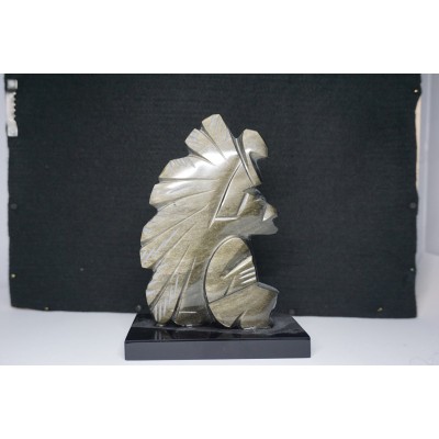 Statue aztèque en obsidienne dorée