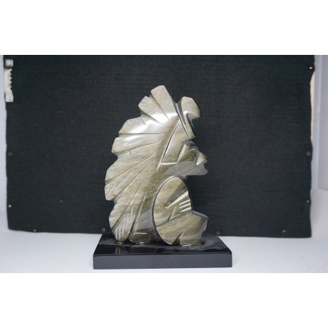 Statue aztèque en obsidienne dorée