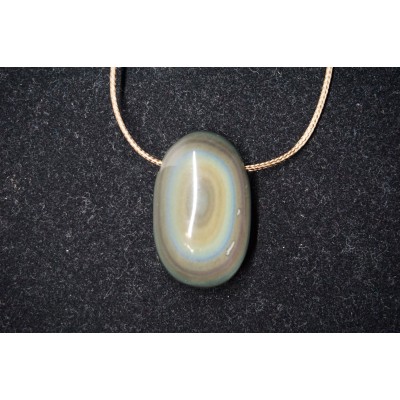 Pendentif percé obsidienne oeil céleste