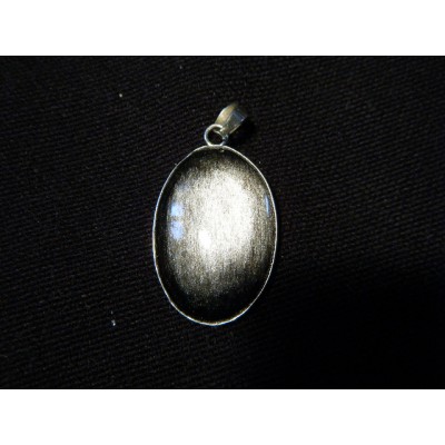 Pendentif cabochon obsidienne argentée