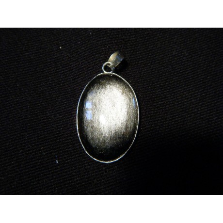 Pendentif cabochon obsidienne argentée