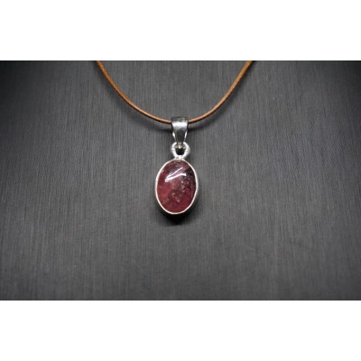 Pendentif Tourmaline melon d'eau serti en argent 925