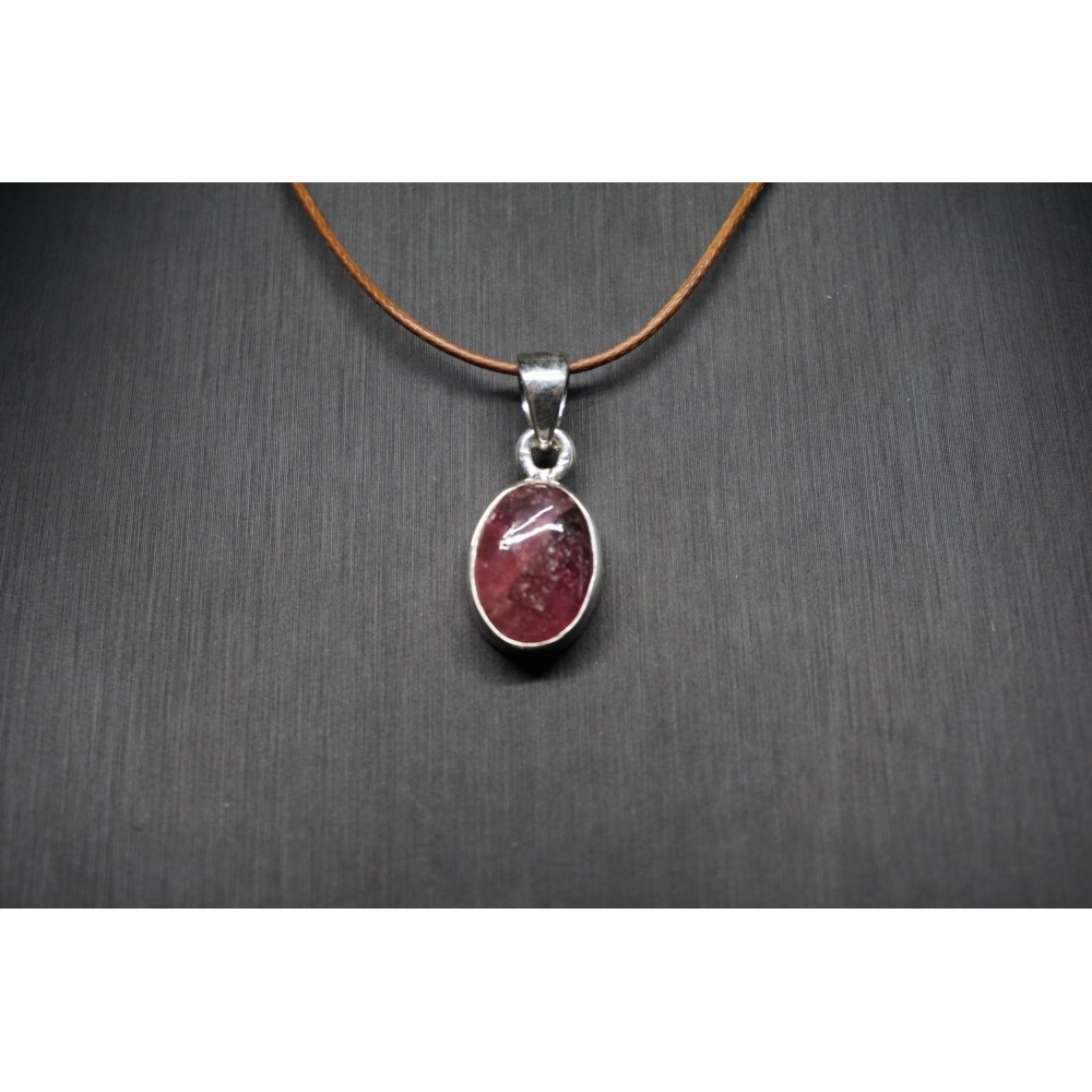 Pendentif Tourmaline melon d'eau serti en argent 925