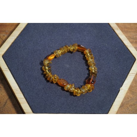 Bracelet bébé Ambre Deux Couleurs (Miel Cognac)