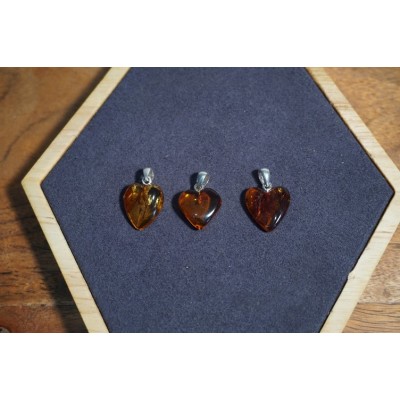 Pendentif Coeur Ambre