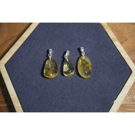 Pendentif Forme Libre Ambre Translucide Citron