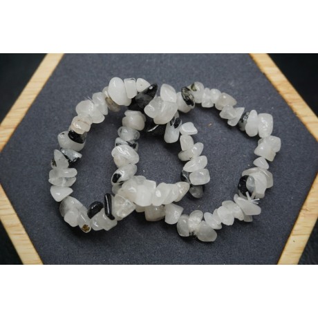 Bracelet Chips Quartz Tourmaline Lot de 10