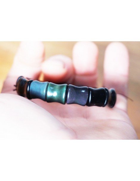 Bracelet Obsidienne oeil céleste bambou