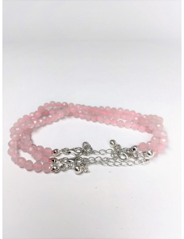 Bracelet Facettes Quartz Rose