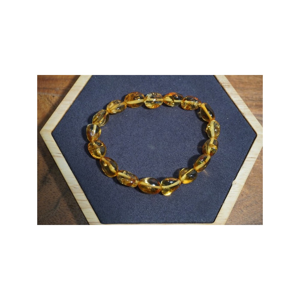 Bracelet adulte Ambre Miel Cognac