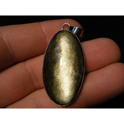 Pendentif obsidienne dorée