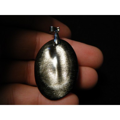 Pendentif obsidienne argentée