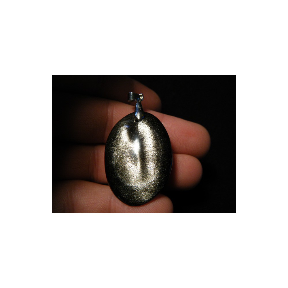 Pendentif obsidienne argentée