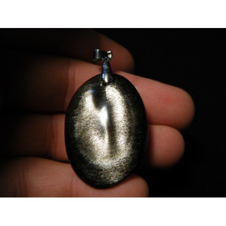 Pendentif obsidienne argentée