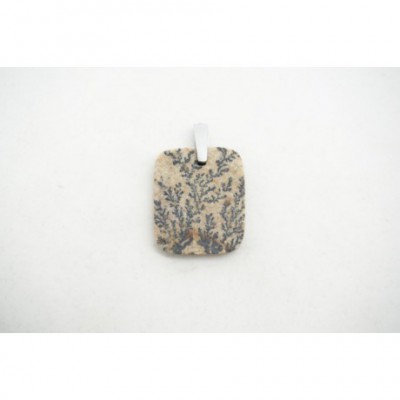 Pendentif Feuilles Fossile (Dendrite de Manganèse)