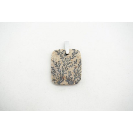 Pendentif Feuilles Fossile (Dendrite de Manganèse)